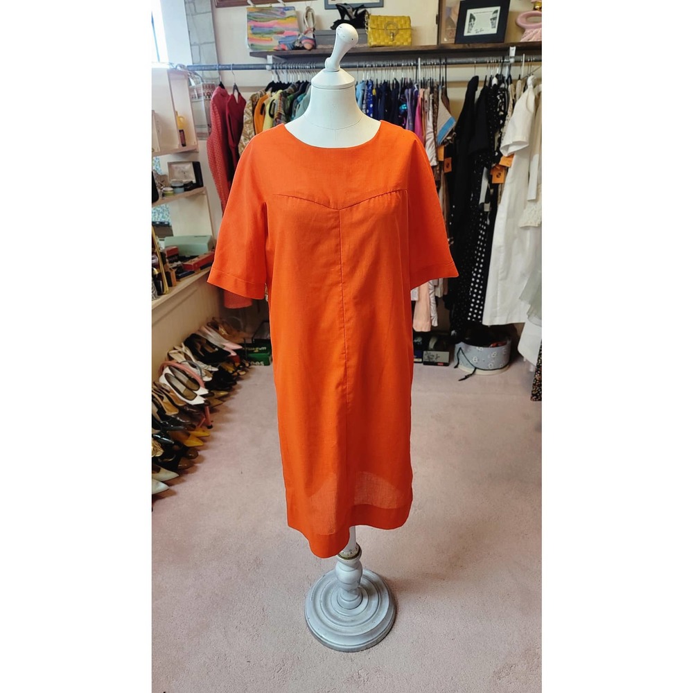 L/XL vintage cotton volup shift dress c 1960s
